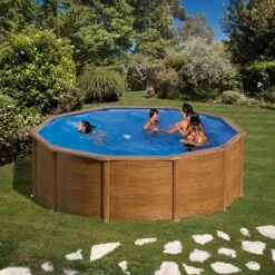 GRE Piscine Acier Gré Aspect Bois Pacific Ronde 7 GRE Piscine Acier Gré Aspect Bois Pacific Ronde -Intex Piscines Soldes piscine acier gre aspect bois pacific ronde 2