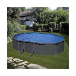Devant -Intex Piscines Soldes piscine acier gre aspect gris anthracite louko ovale 1