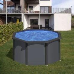 Devant -Intex Piscines Soldes piscine acier gre aspect gris anthracite louko ronde 1