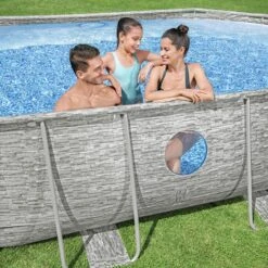 Piscine Bestway Ovale Power Steel Swim Vista Décor Pierre 4,88 X 3,05 H1,07m -Intex Piscines Soldes piscine bestway ovale power steel swim vista decor pierre 488 x 305 h107m 3