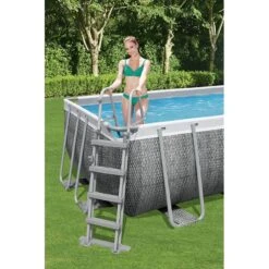 Piscine Bestway Rectangulaire Power Steel Décor Rotin 5,49 X 2,74 H1,22m -Intex Piscines Soldes piscine bestway rectangulaire power steel decor rotin 549 x 274 h122m 4