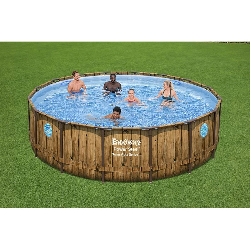 Piscine Bestway Ronde Power Steel Swim Vista Décor Bois 4,88 X H1,22m 5 Piscine Bestway Ronde Power Steel Swim Vista Décor Bois 4,88 X H1,22m – Image 3