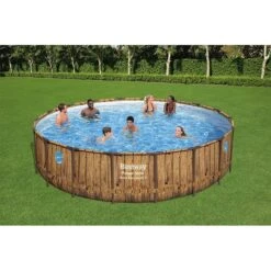 Piscine Bestway Ronde Power Steel Swim Vista Décor Bois 5,49 X H1,22m 8 Piscine Bestway Ronde Power Steel Swim Vista Décor Bois 5,49 X H1,22m -Intex Piscines Soldes piscine bestway ronde power steel swim vista decor bois 549 x h122m 2