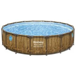 Piscine Bestway Ronde Power Steel Swim Vista Décor Bois 5,49 X H1,22m
